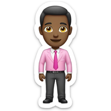 afroamerican salesman in formal dress and with pink shirt sticker