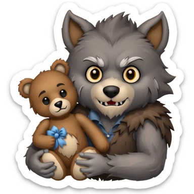 Werewolf with teddy bear toy  sticker