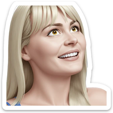 blonde girl portrait on blue sticker