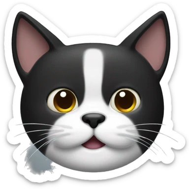 generate a black cat with a white mustache and extra thumbs sticker