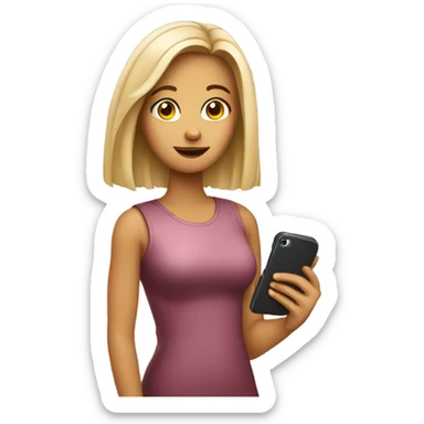 Girl emoji using cell phone  sticker