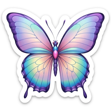 Iridescent pastel seethru  heart shaped wings of a large butterfly sticker
