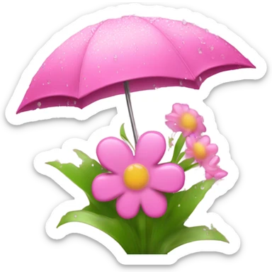 Pink bouquet of flowers as an umbrella with dew drops falling off sticker