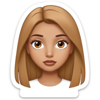 Tan girl with light brown straight hair,long lashes full lips sticker