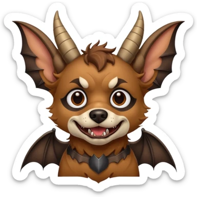 dog with horns and bat wings sticker