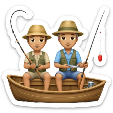 two mans fishing on a boat sticker