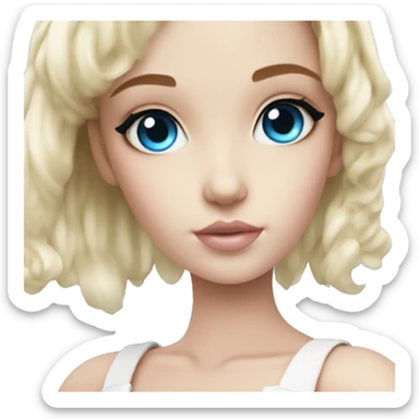 ocean blue doll eyes, blonde hair, feminine, pink, girl, angelic sticker