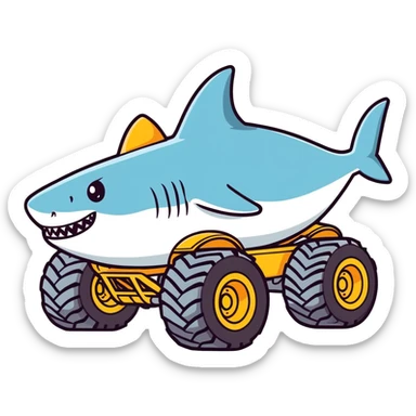 Shark monster truck sticker