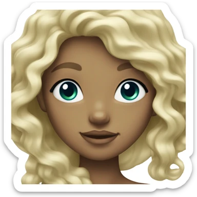 a mermaid with blonde wavy hair and green/blue eyes sticker