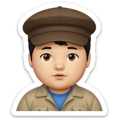 chubby boy black hair wearing cap sticker