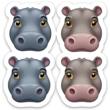 4 hippos sticker