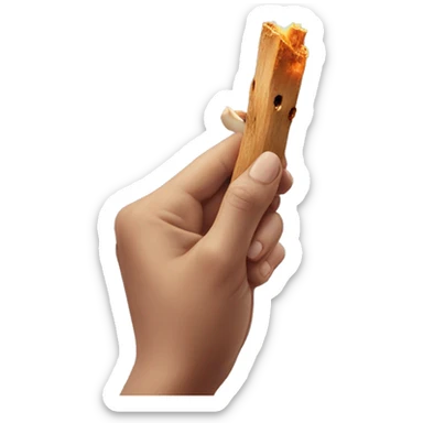 aesthetic feminine hand holding smoking palo santo realistic soft textures sticker