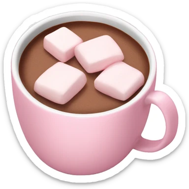 Light Pink mug of hot chocolate with marshmallows  sticker