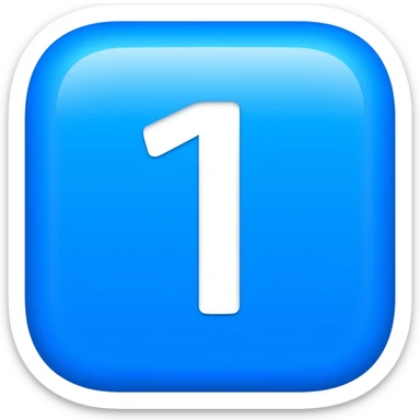 "3D premium,3D rounded-square icon in strong bleu with a beveled edge, bold serif white letter '1'centered, strong specular highlights, inner glow, 1024x1024, png" sticker