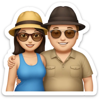 fat brunette white guy with fat brunette asian girl sticker