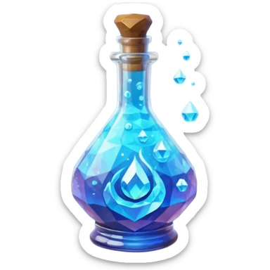Blue Magic Fantasy Potion, Glass Low Poly sticker