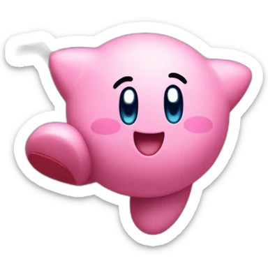 cute happy Kirby jumping on a star sticker