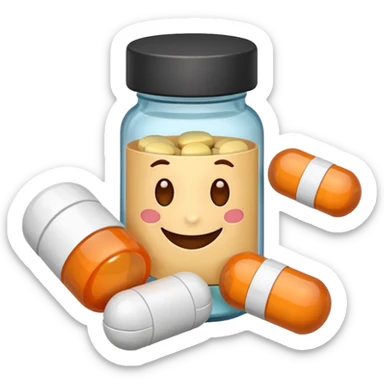 apochons avec des médicaments dedans qui sourient et rigolent sticker