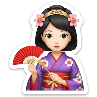 Kimono princess with fan sticker