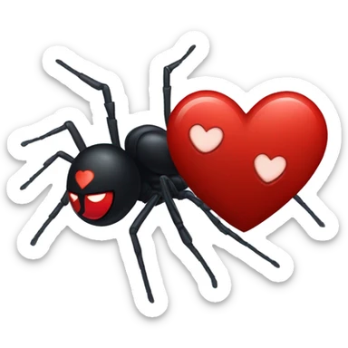 Black widow, red heart  sticker