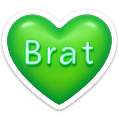 The word brat on a neon green heart  sticker