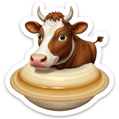 a cow and saturn but the cow head on top of saturn and human feet at the bottom sticker