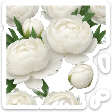 White peonies bouquet  sticker