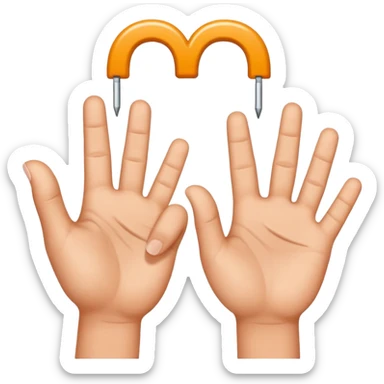 Two hands with one making a “c” and the other a “t”.. hands only use thumb and pointer fingers to create letters. The “t” goes inside the “c” and looks like it’s hanging off of it sticker