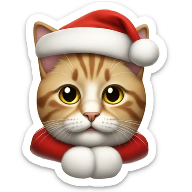 cat dressed as santa claus sticker