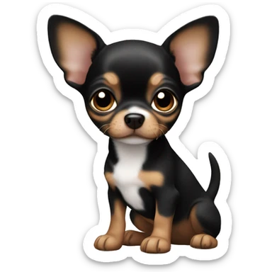 Black brown chihuahua puppy sticker