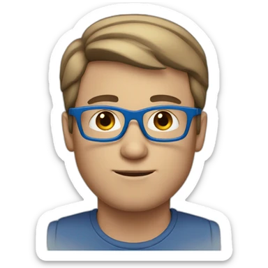 white men with blue glasses and short brown hair sticker