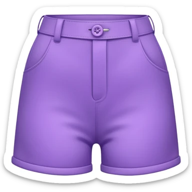 A 3D cartoon lavender-purple high-waist shorts with visible seams and buttons, soft shading, isolated plain background, Memoji-style. sticker