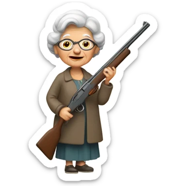 Old lady with shotgun sticker