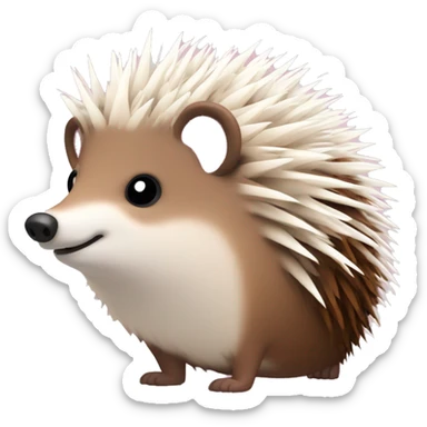 Hedgehog white brown quills one pink ear one brown ear different colored ears  sticker