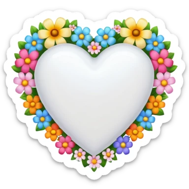 white heart with a floral border sticker
