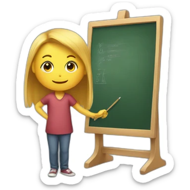 stands at the blackboard and teaches children histor sticker