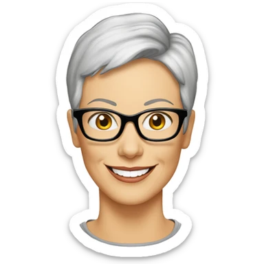 jamie lee curtis cartoon smiling wearing tee sticker