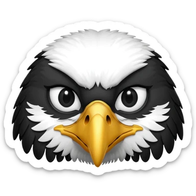 simple eagle emoji DOT eyes, only pupils, solid black , no iris, remove the white part of the eye sticker