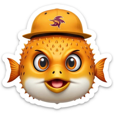 All Orange Blowfish facing forward With an Arizona State SunDevils AS logo Hat sticker