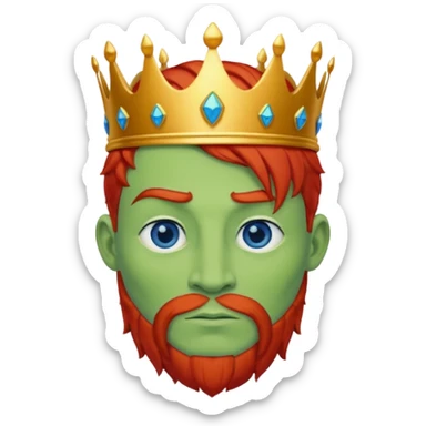 Green king red hair blue eyes sticker