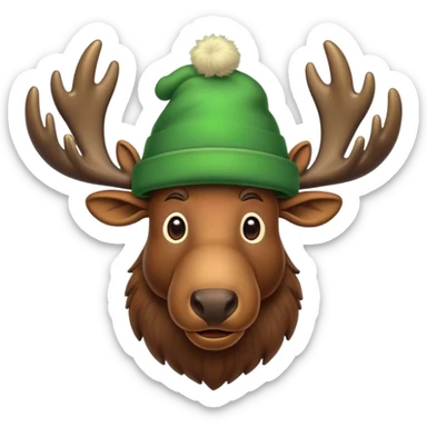 Moose wearing a green hat sticker