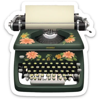 vintage floral typewriter  sticker