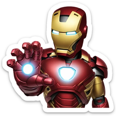 Iron man dans son armure montrant sa main avec le rayon laser  sticker