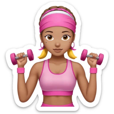 gym girl with pink headband sticker