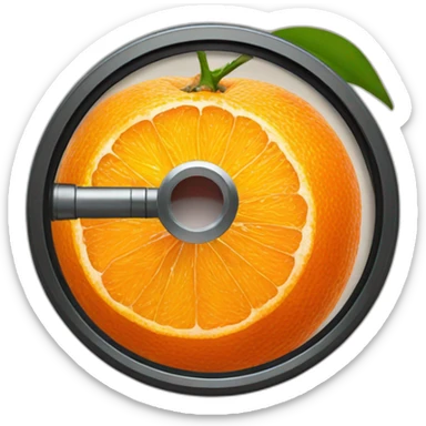 mandarine with a loupe sticker