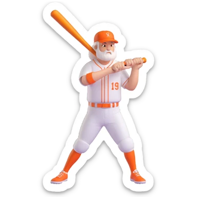 a powerful baseball god, dramatic pose, glowing aura, holding a bat, divine and athletic, epic atmosphere sticker