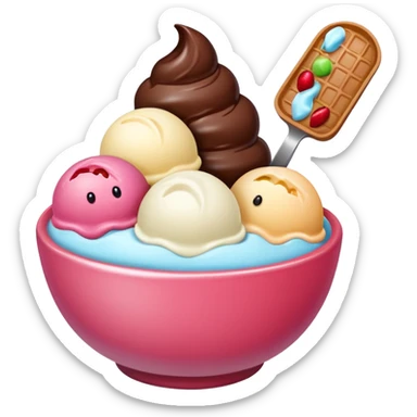 ice creams scope in bowl  sticker