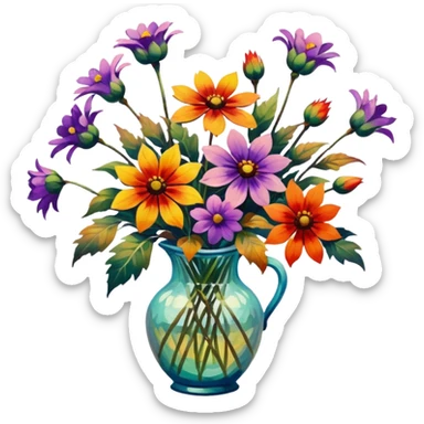 painting of autumn flowers,  monet style sticker