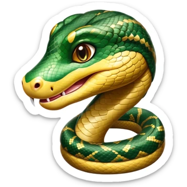 cinematic-cute-anaconda-portrait-emoji,-head-tilted-playfully-and-inquisitively,-with-a-sleek,-shimmering-body-adorned-with-detailed-scale-sriped patterns-and-round,-sparkling-eyes-full-of-wonder,-simplified-yet-irresistibly-adorable-features sticker