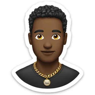 male portrait indoors with necklace sticker